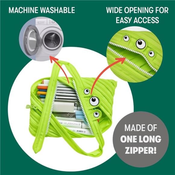 Monster Large Pencil Case for Boys, Cute Zipper Pouch for Kids Girls and - Picture 3 of 7